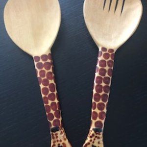 Ugandan Handmade Salad Tongs, Coasters, Bag